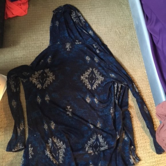 No Boundaries Long Cardigan Sweater Blue L - Picture 4 of 5